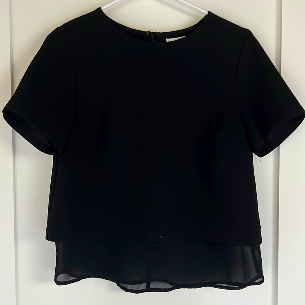 Mango Suit Collection: Black Layered Business Casual Top in XS